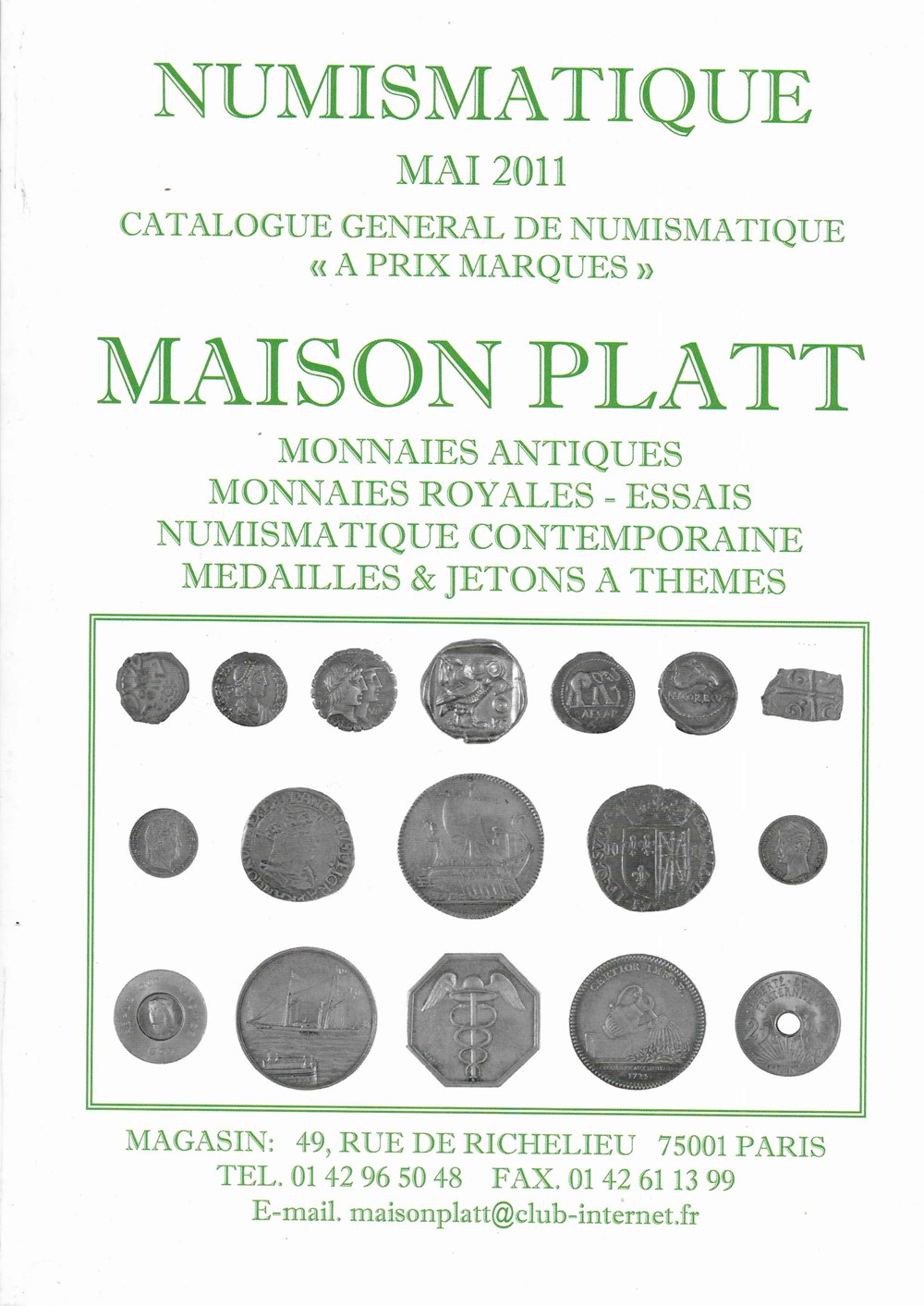 2011 - Vente Platt monnaies livres ouvrages 2011 vente platt