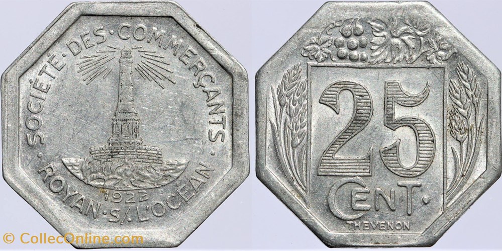 17 - Royan - 25 centimes monnaies monde france 17 royan 25 centimes