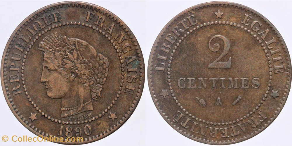 F-109 - Troisième République - Cérès - 2 c. - 1890 A monnaies monde france f 109 troisieme republique ceres 2 c 1890 a