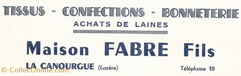 Fabre fils (vers 1930-40) documents anciens factures commerciaux fabre fils vers 1930 40