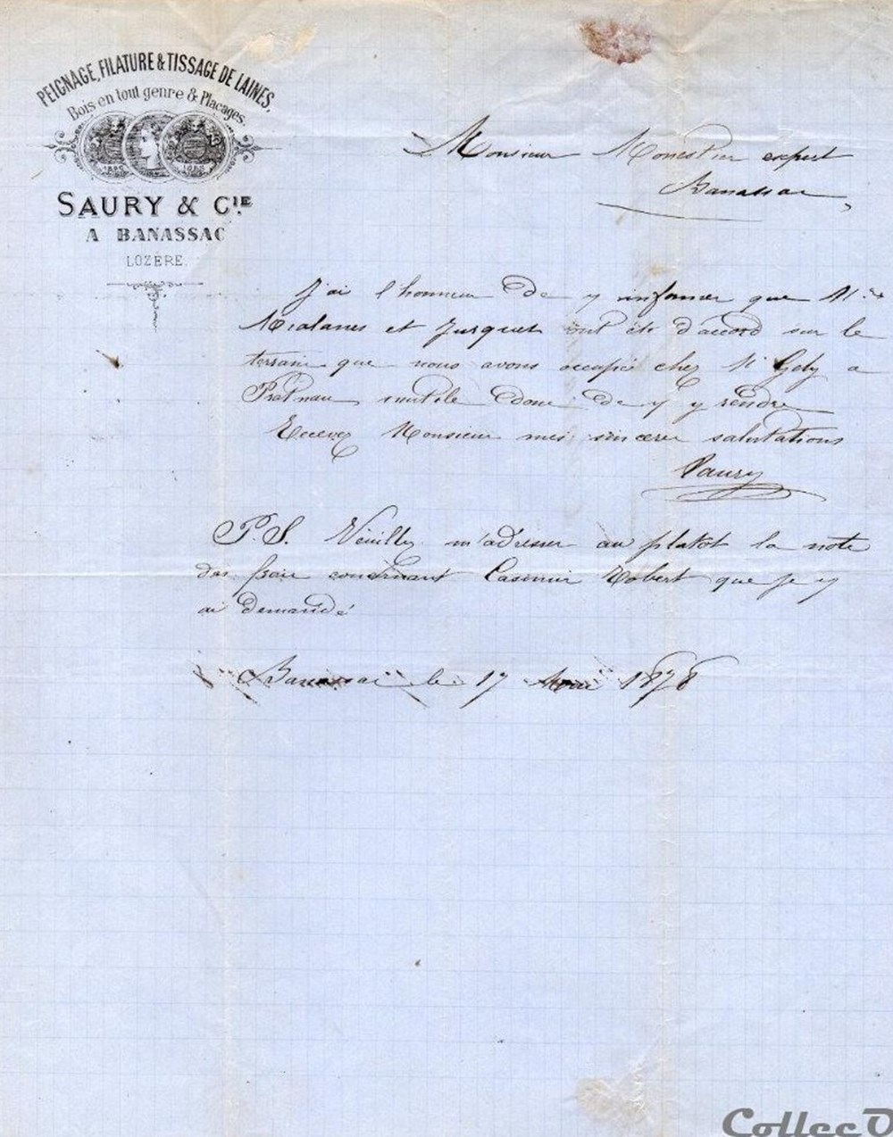 Saury (1878) documents anciens factures commerciaux saury 1878