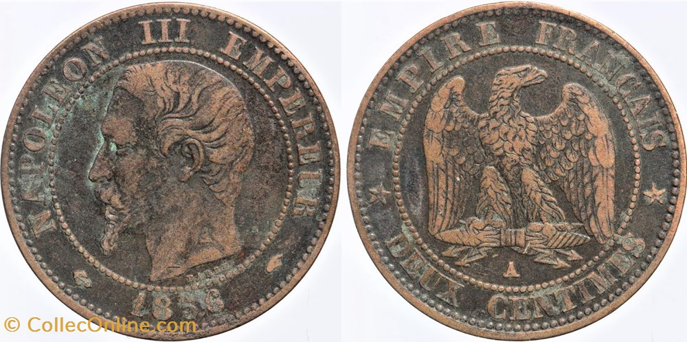F-107 - Second Empire - 2 centimes - 1856 A monnaies monde france f 107 second empire 2 centimes 1856 a