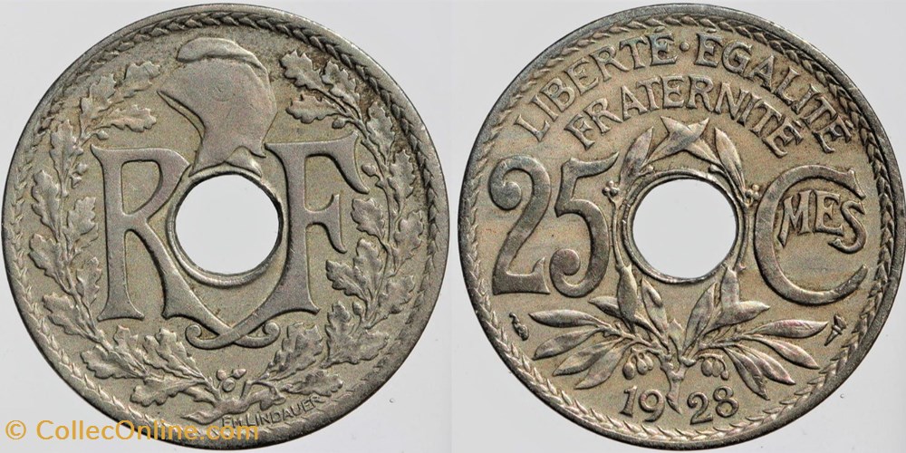 F-171 - Lindauer - 25 c. - 1928 monnaies monde france f 171 lindauer 25 c 1928