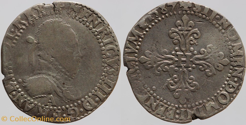 monnaies europe medievale france royales dy 1131b henri iii demi franc 1587 paris