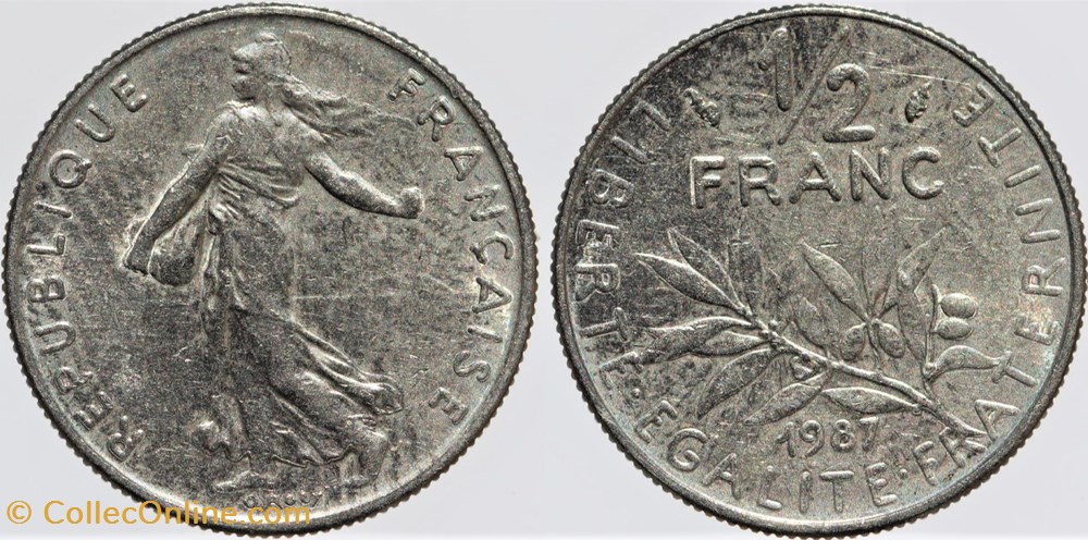 F-198 - Roty - 1/2 fr. - 1987 signature en relief monnaies monde france f 198 roty 1 2 fr 1987 signature en relief