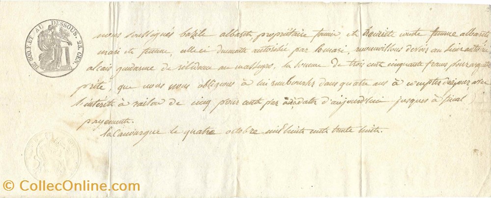 1838 - Reconnaissance de dette documents anciens autres 1838 reconnaissance de dette