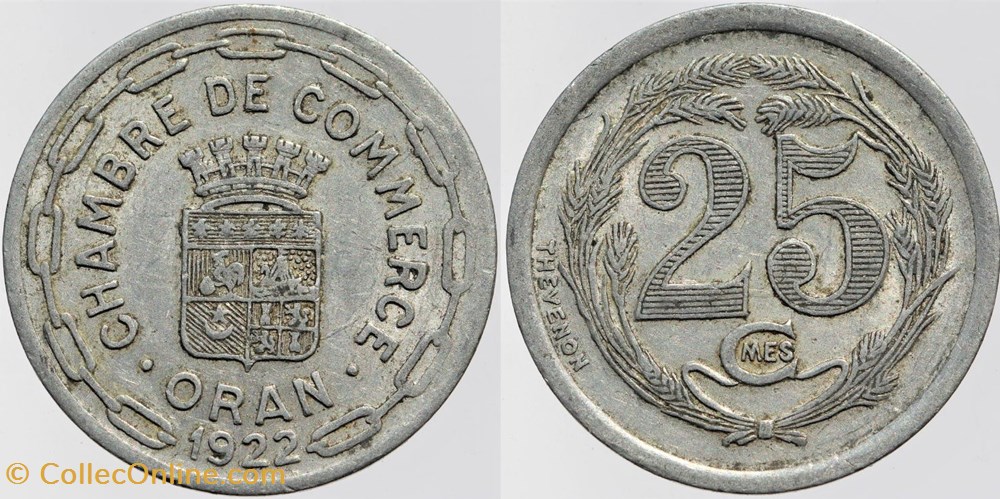 Algérie - Oran - C.C. - 25 centimes monnaies colonies francaises algerie oran c c 25 centimes