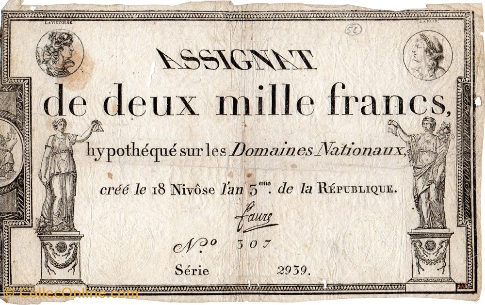 Assignat de 2000 francs - 18 nivôse AN III billets europe france assignat de 2000 francs 18 nivose an iii