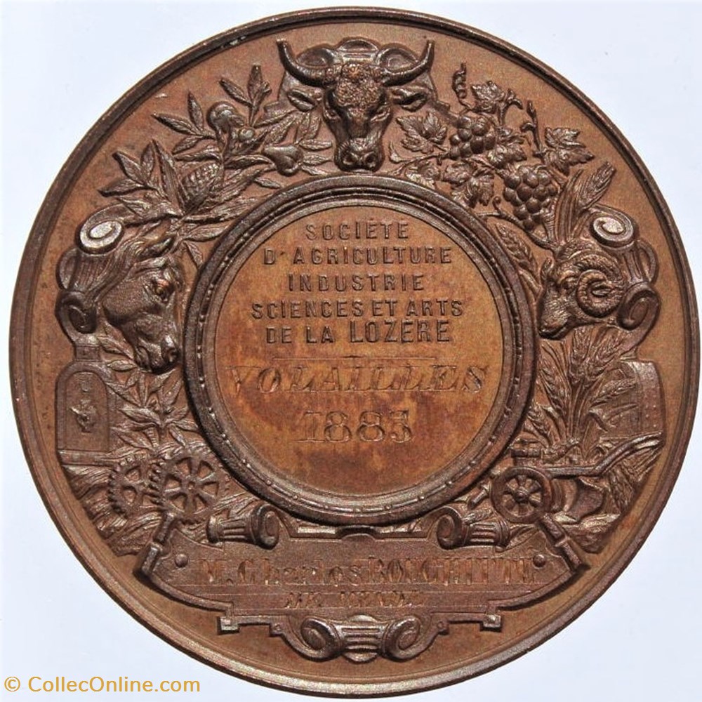 1885 - Volailles 3 medailles france 1885 volailles