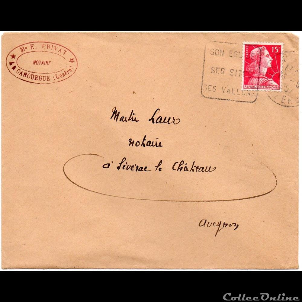 marque postale europe france 1957 a7 son eglise ses sites ses vallons