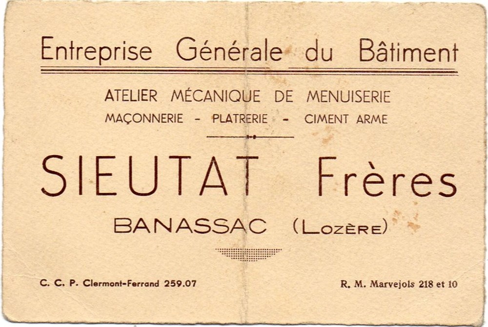 Sieutat frères (vers 1950-60) documents anciens factures commerciaux sieutat freres vers 1950 60