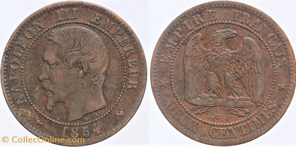 monnaies monde france f 107 second empire 2 centimes 1854 w