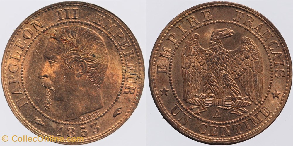 F-102 - Second Empire - 1 centime - 1853 A monnaies monde france f 102 second empire 1 centime 1853 a