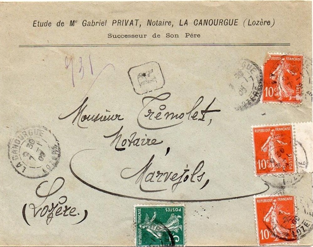1909 - Cachets types A3 + recommandé documents anciens marques postales europe 1909 cachets types a3 recommande