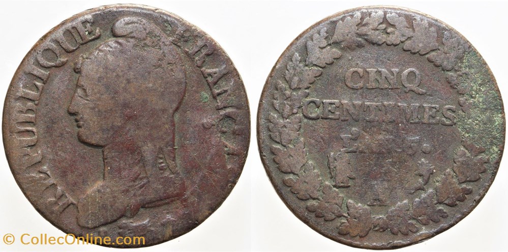 monnaies monde france f 114 directoire 5 centimes an 5 paris