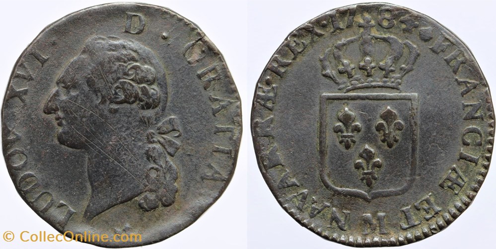 Dy 1714 - Louis XVI - Sol - 1784, Toulouse monnaies europe medievale a france royales dy 1714 louis xvi sol 1784 toulouse