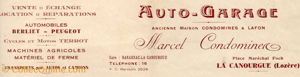 documents anciens factures commerciaux condomines marcel 1934