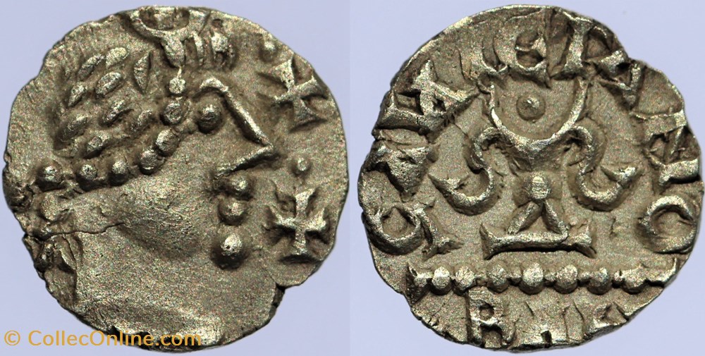 monnaies europe medievale royaumes francs banassac serie sigebertine a la tete et aux croix