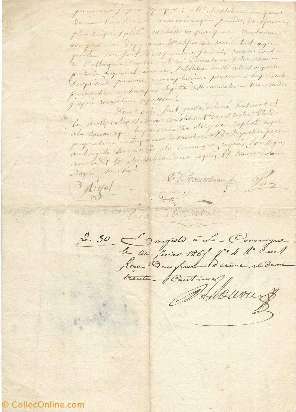 1865 - Procuration de M. Abinal F. docteur en médecine à la Canourgue documents anciens autres 1865 procuration de m abinal f docteur en medecine a la canourgue
