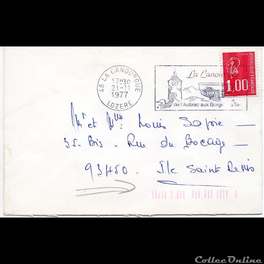 marque postale europe france 1977 la canourgue de aubrac aux gorges du tarn