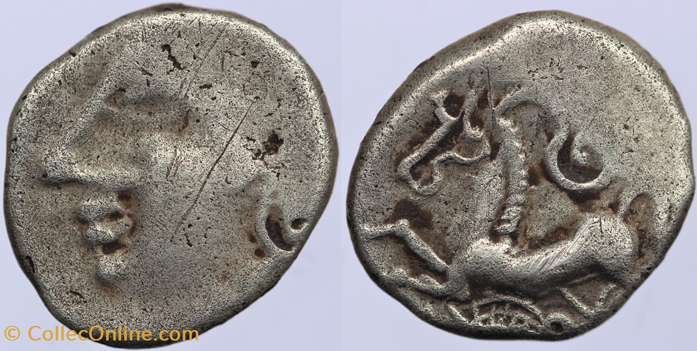 Arvernes - Drachme cheval/sanglier monnaies antiques av jc ap celtes arvernes drachme cheval sanglier