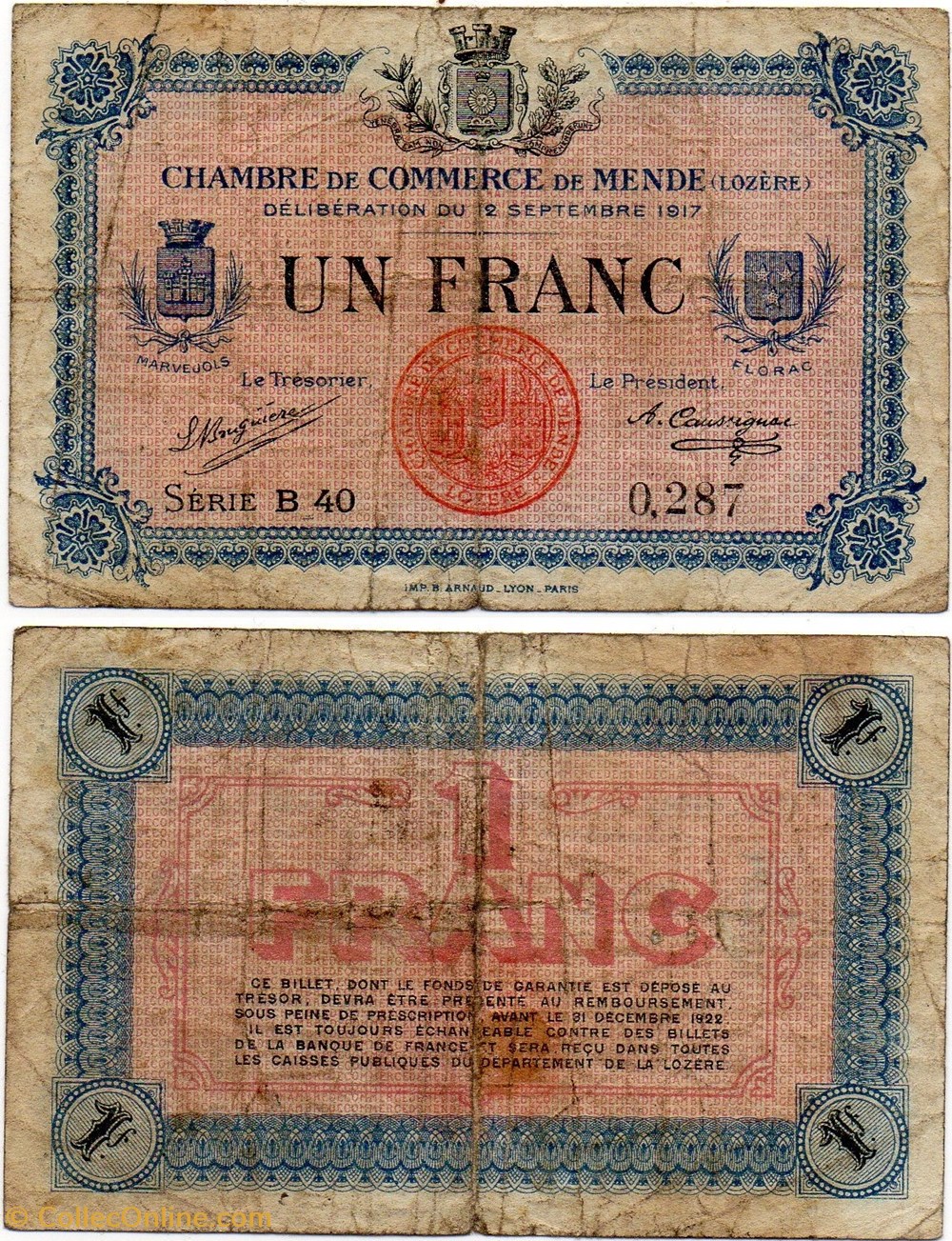 1 franc C.C.M. - Série B40 billets europe france 1 franc c c m serie b40