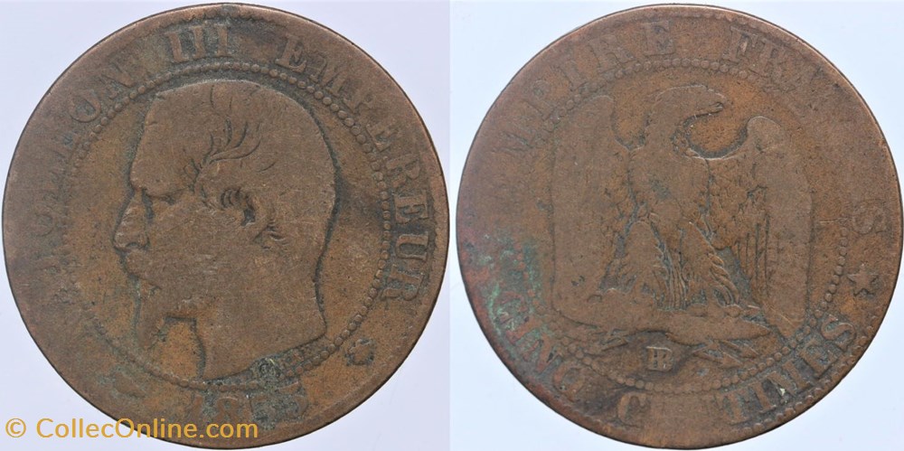 F-116 - Second Empire - 5 centimes - 1853 BB monnaies monde france f 116 second empire 5 centimes 1853 bb