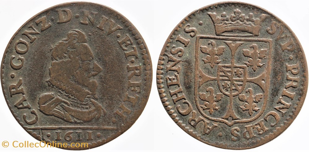 Ardennes - Charles I - Liard - 1611 monnaies france feodales ardennes charles i liard 1611