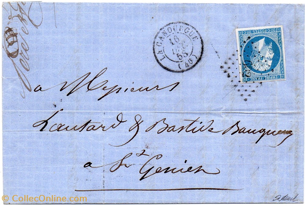 1858 - Cachet type 15 plus P.C. 602 documents anciens marques postales europe 1858 cachet type 15 plus p c 602