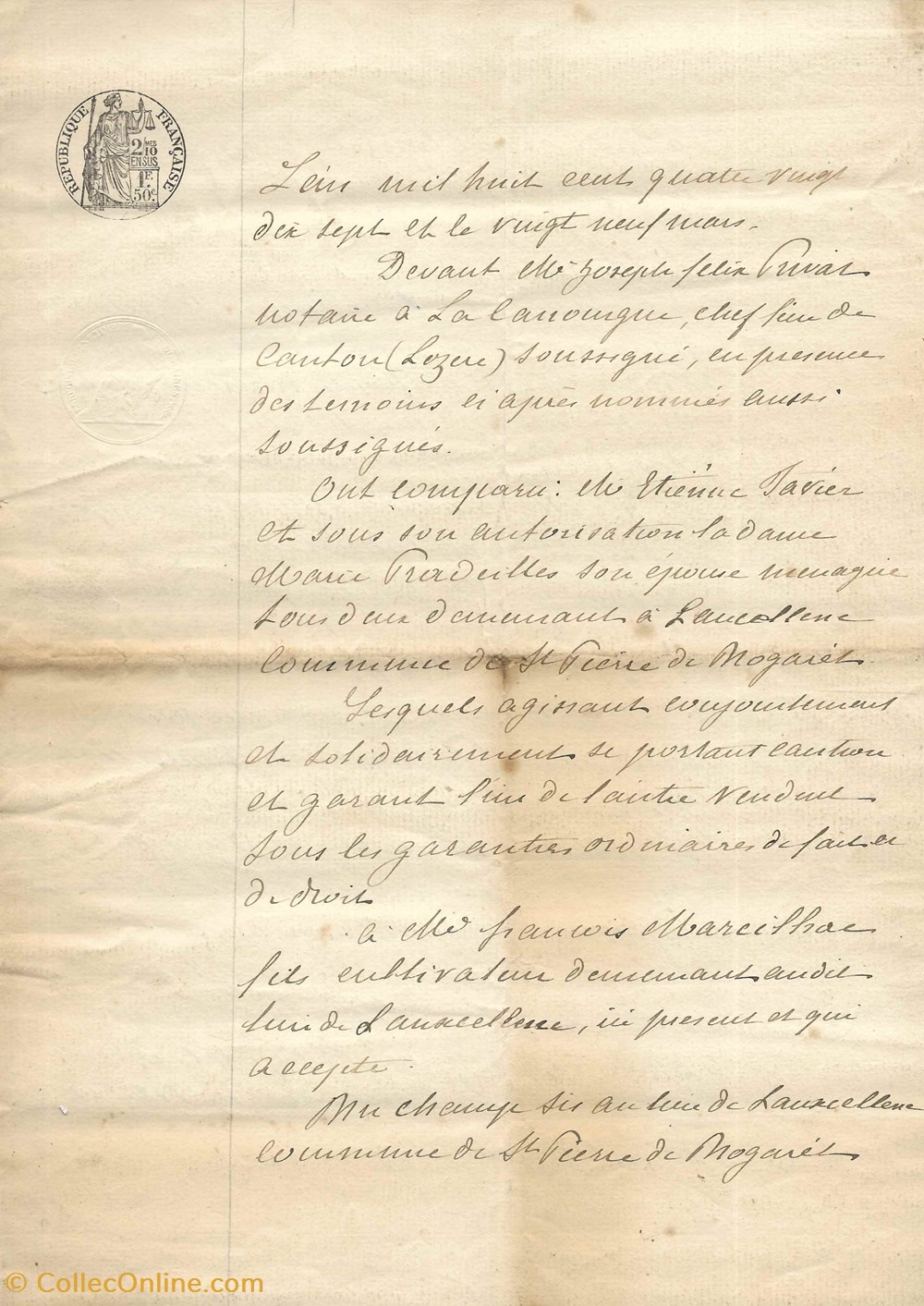 1897 - Vente documents anciens autres 1897 vente