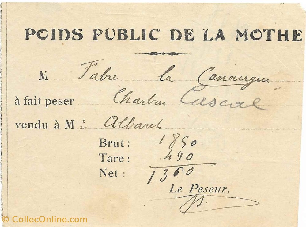 1900 (vers) - Poids public de la Mothe documents anciens autres 1900 vers poids public de la mothe