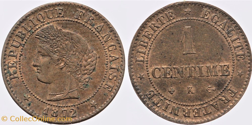 F-104 - Troisième République - Cérès - 1 c. - 1872 K monnaies monde france f 104 troisieme republique ceres 1 c 1872 k