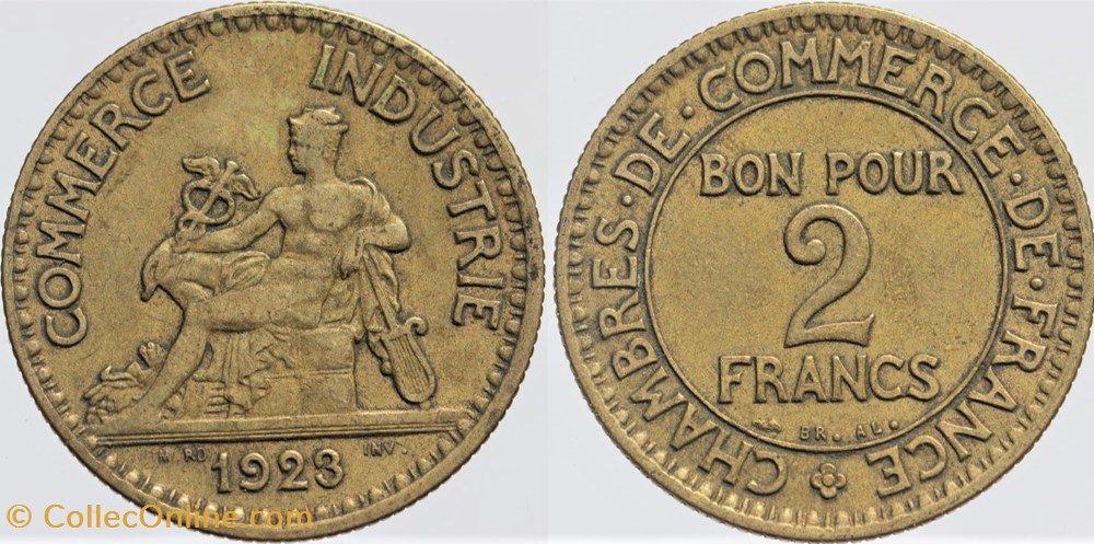F-267 - Domard - 2 frs. - 1923 coin bouché monnaies monde france f 267 domard 2 frs 1923 coin bouche