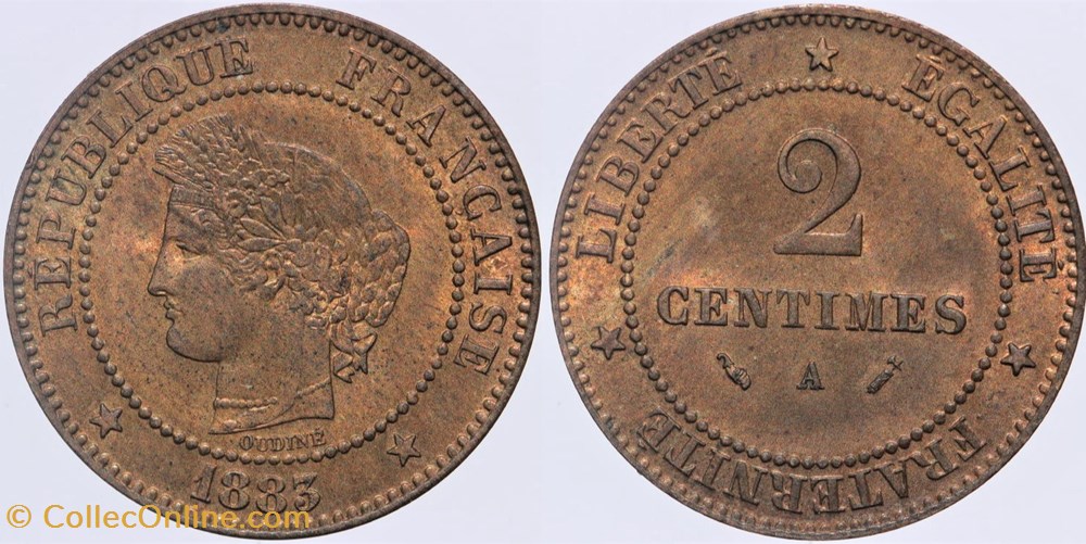 F-109 - Troisième République - Cérès - 2 c. - 1883 A monnaies monde france f 109 troisieme republique ceres 2 c 1883 a