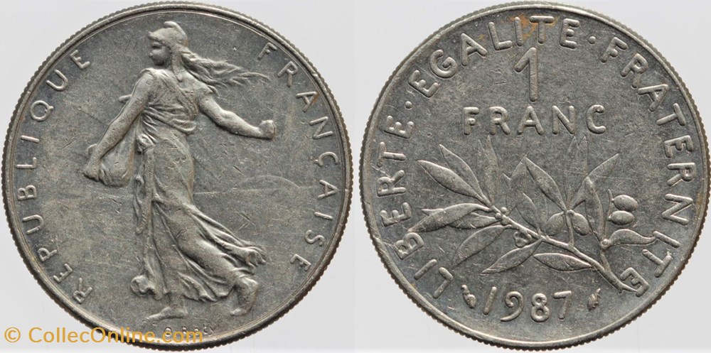 monnaies monde france f 226 roty 1 fr 1987