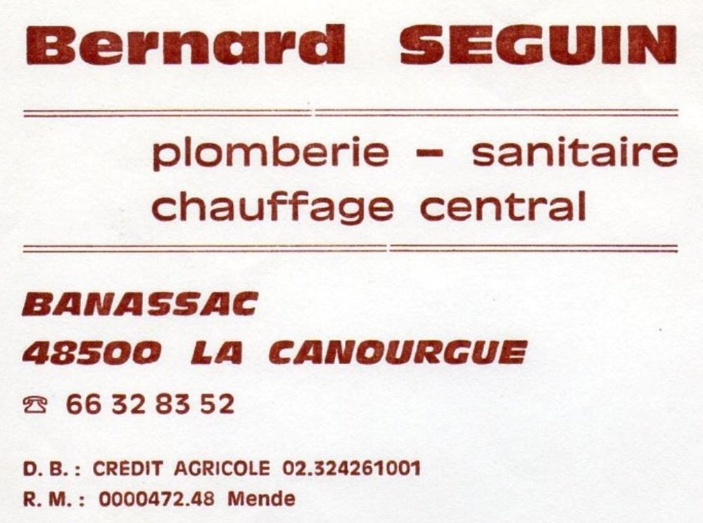 Seguin Bernard (1990) documents anciens factures commerciaux seguin bernard 1990
