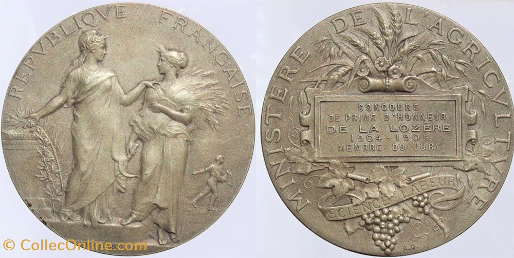 1904-1905 - Concours de prime d'honneur medailles france 1904 1905 concours de prime honneur