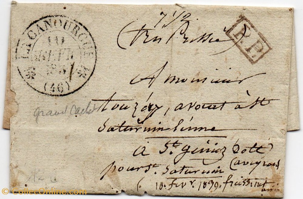 1839 - P.P. + Cachet type 12 documents anciens marques postales europe 1839 p p cachet type 12