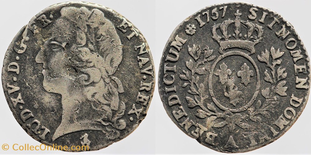 Dy 1683 - Louis XV - 1/10 d'ecu - 1757, Paris monnaies europe medievale france royales dy 1683 louis xv 1 10 ecu 1757 paris