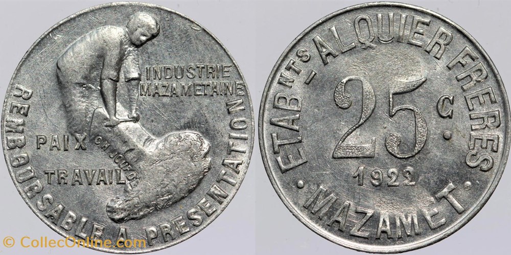 81 - Mazamet - 25 centimes monnaies monde france 81 mazamet 25 centimes