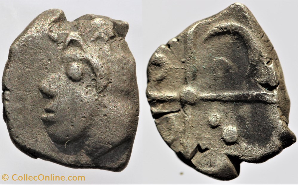 monnaies antiques av jc ap celtes volques arecomiques drachme a la tete negroide