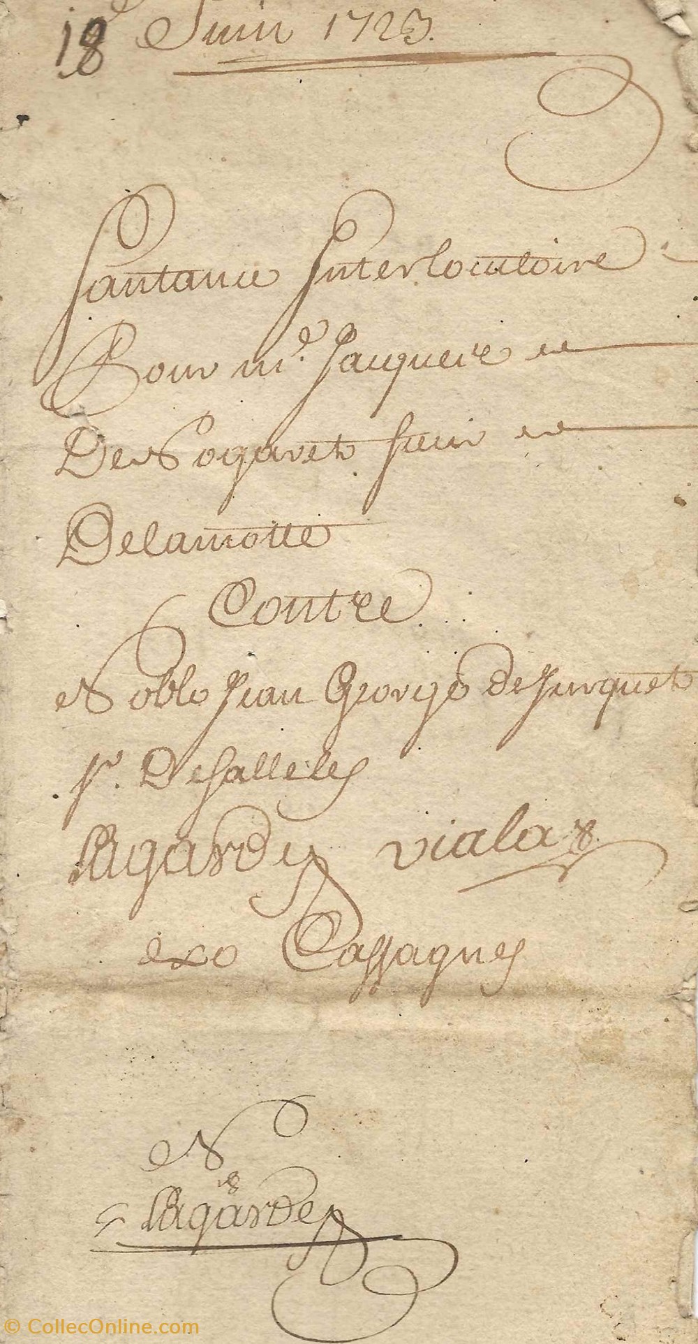 documents anciens autres 1723 sentence interlocataires