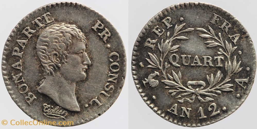 F-157 - Consulat - Quart de franc - AN 12, Paris monnaies monde france f 157 consulat quart de franc an 12 paris