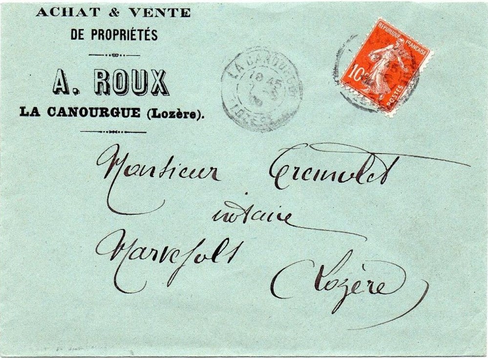 Roux A. (1909) documents anciens factures commerciaux roux a 1909