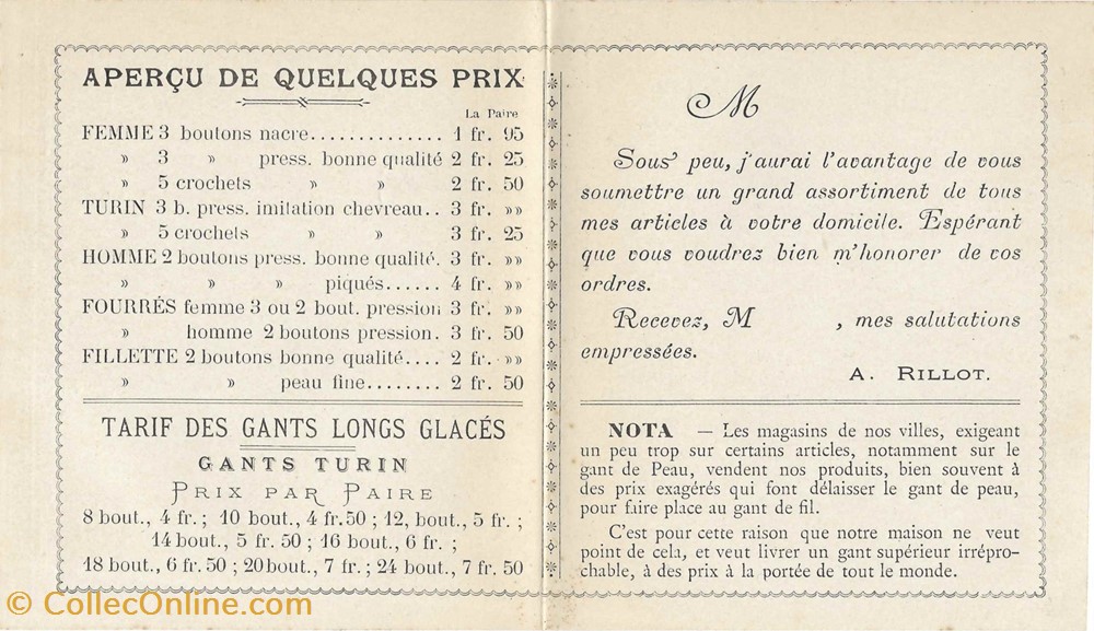 Rillot Adolphe (1900) documents anciens factures commerciaux rillot adolphe 1900