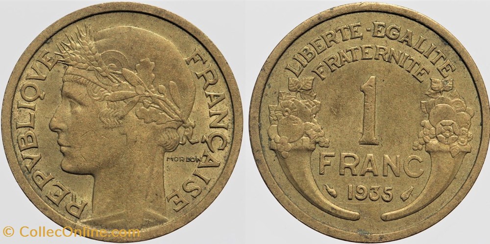 F-219 - Morlon - 1 fr. - 1935 monnaies monde france f 219 morlon 1 fr 1935