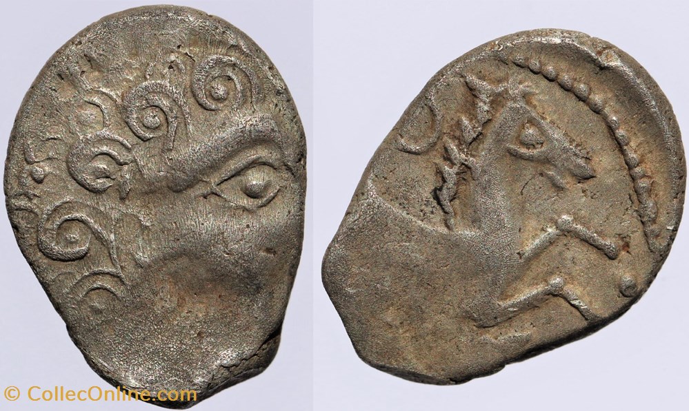 Arvernes - Drachme au bucrane monnaies antiques av jc ap celtes arvernes drachme au bucrane