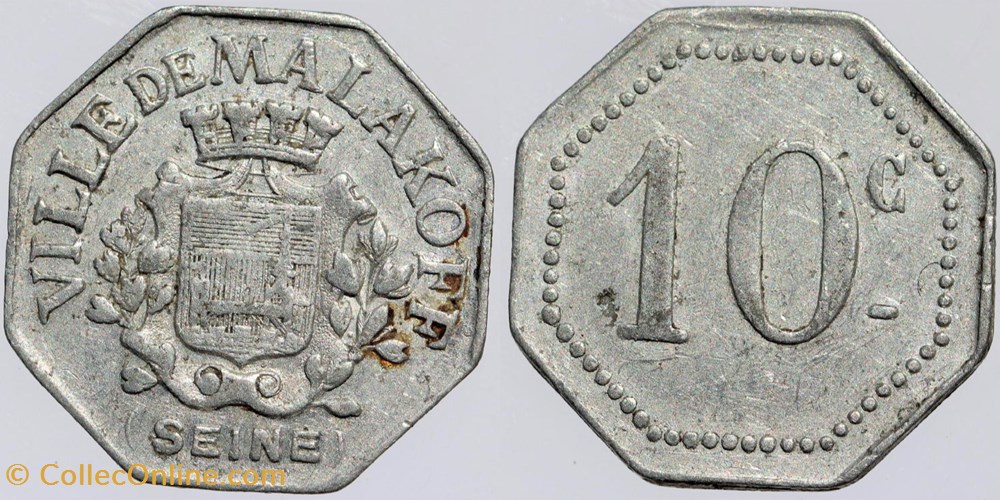 92 - Malakoff- 10 centimes monnaies monde france 92 malakoff 10 centimes