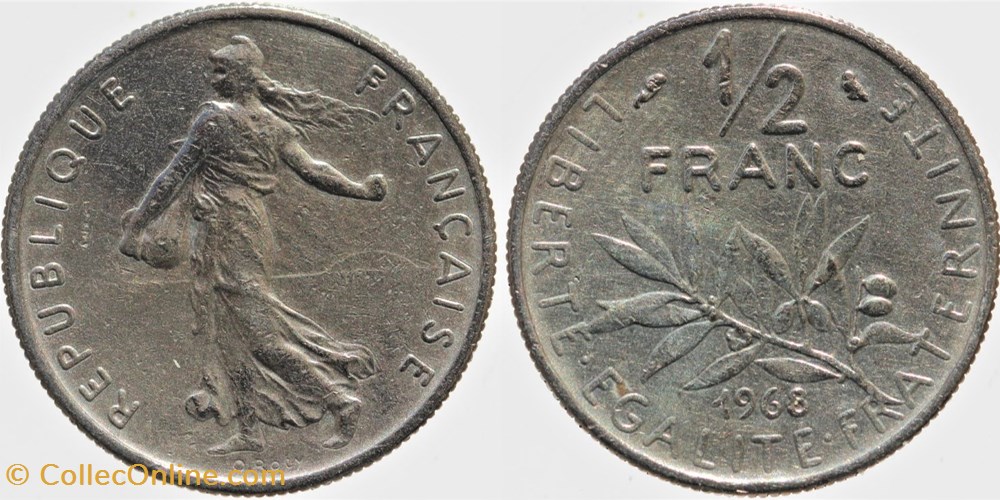 F-198 - Roty - 1/2 fr. - 1968 monnaies monde france f 198 roty 1 2 fr 1968