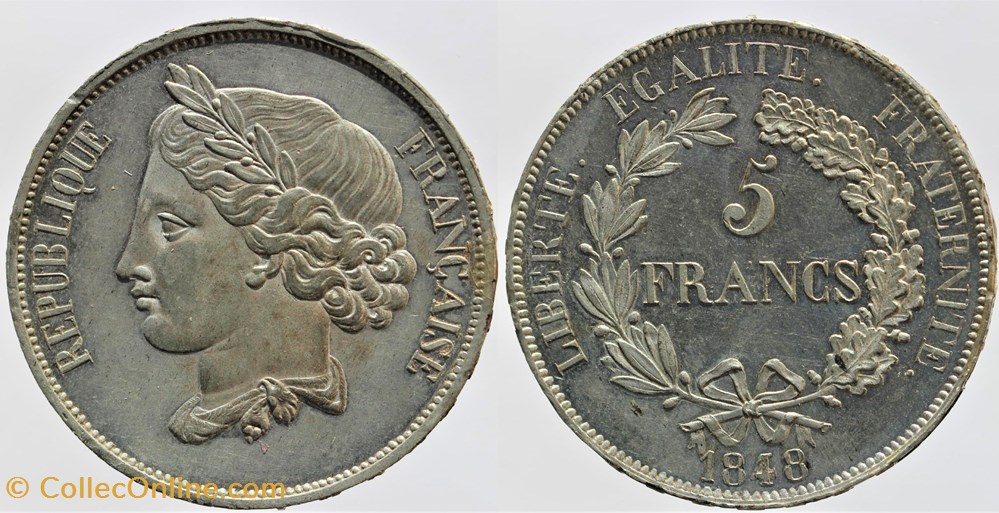1848 - Seconde République - 5 frs., concours de Gayrard monnaies monde france 1848 seconde republique 5 frs concours de gayrard